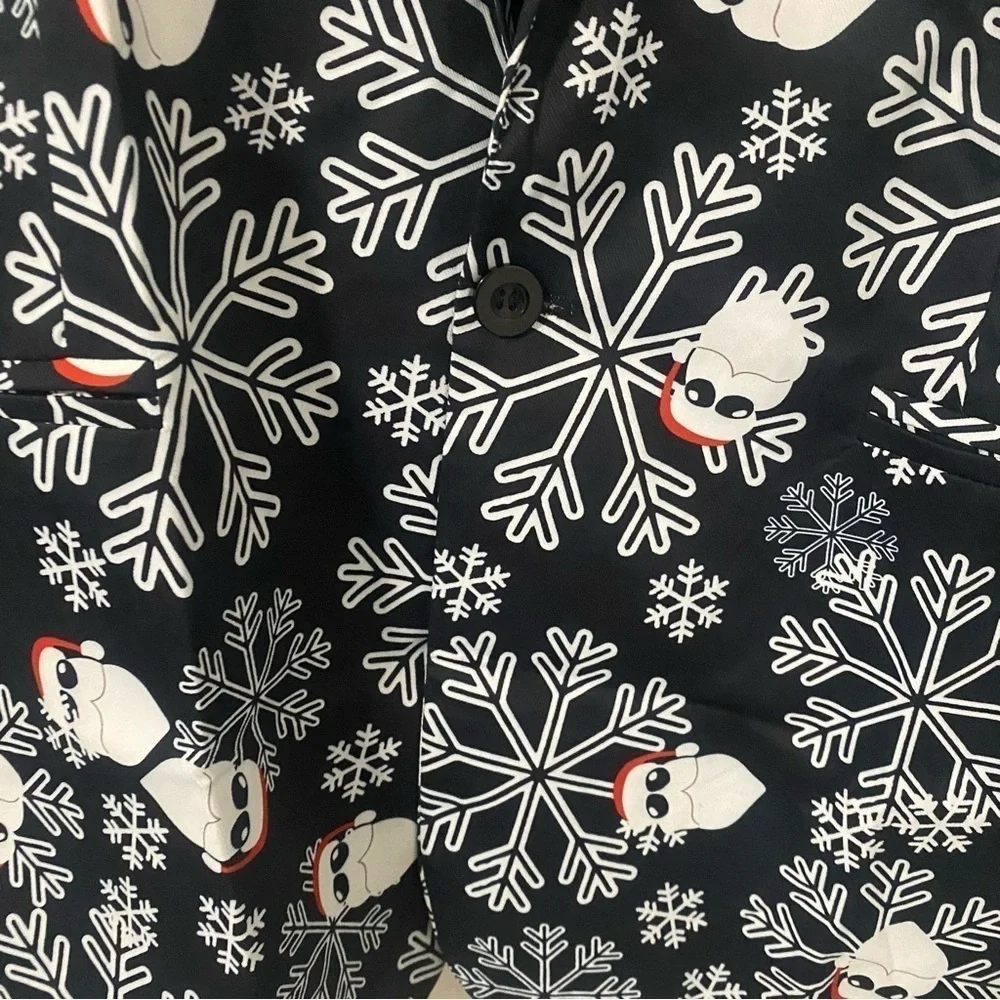 Wisholic Men Three Piece Christmas Button Tuxedo Blazer Vest Pant Set Party XXL